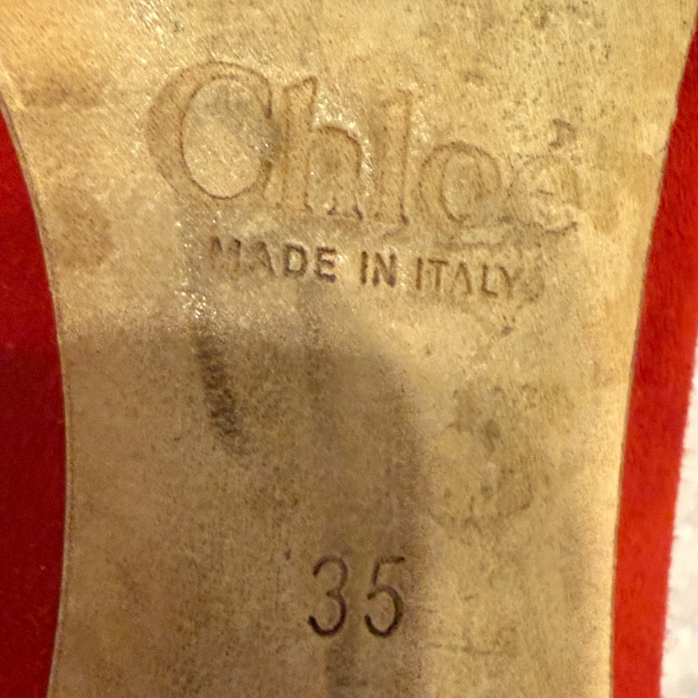 Chloe Red Suede Scalloped Flats - Picture 5 of 7
